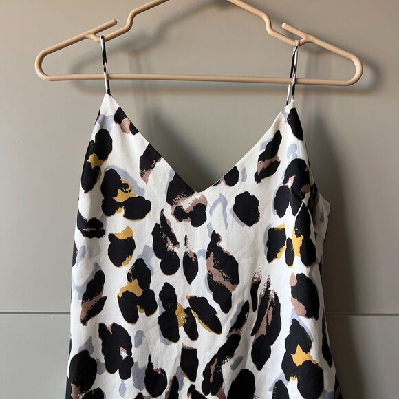 Revolve Super Down Slip Dress Women White Black Small Animal Print V Neck Lined - Picture 3 of 16